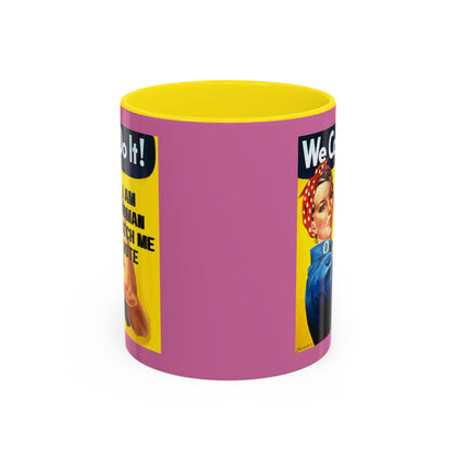 I Am Woman Watch Me Vote Rosie Pink Accent Mug by theGreenDragonTavern.shop