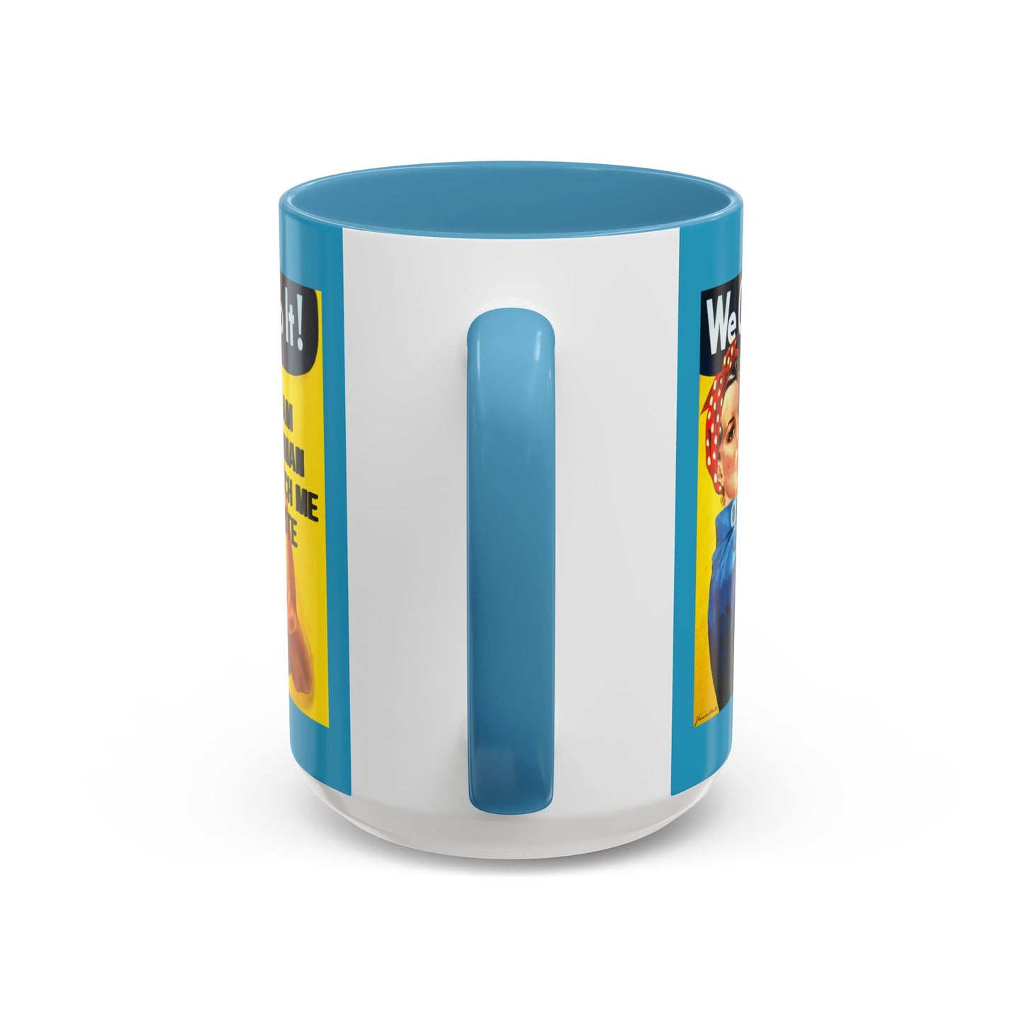 I Am Woman Watch Me Vote Rosie Turquoise Accent Mug by theGreenDragonTavern.shop