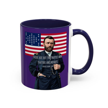 "Traitors and Patriots" Ulysses Grant Dark Purple Accent Mug by theGreenDragonTavern.shop