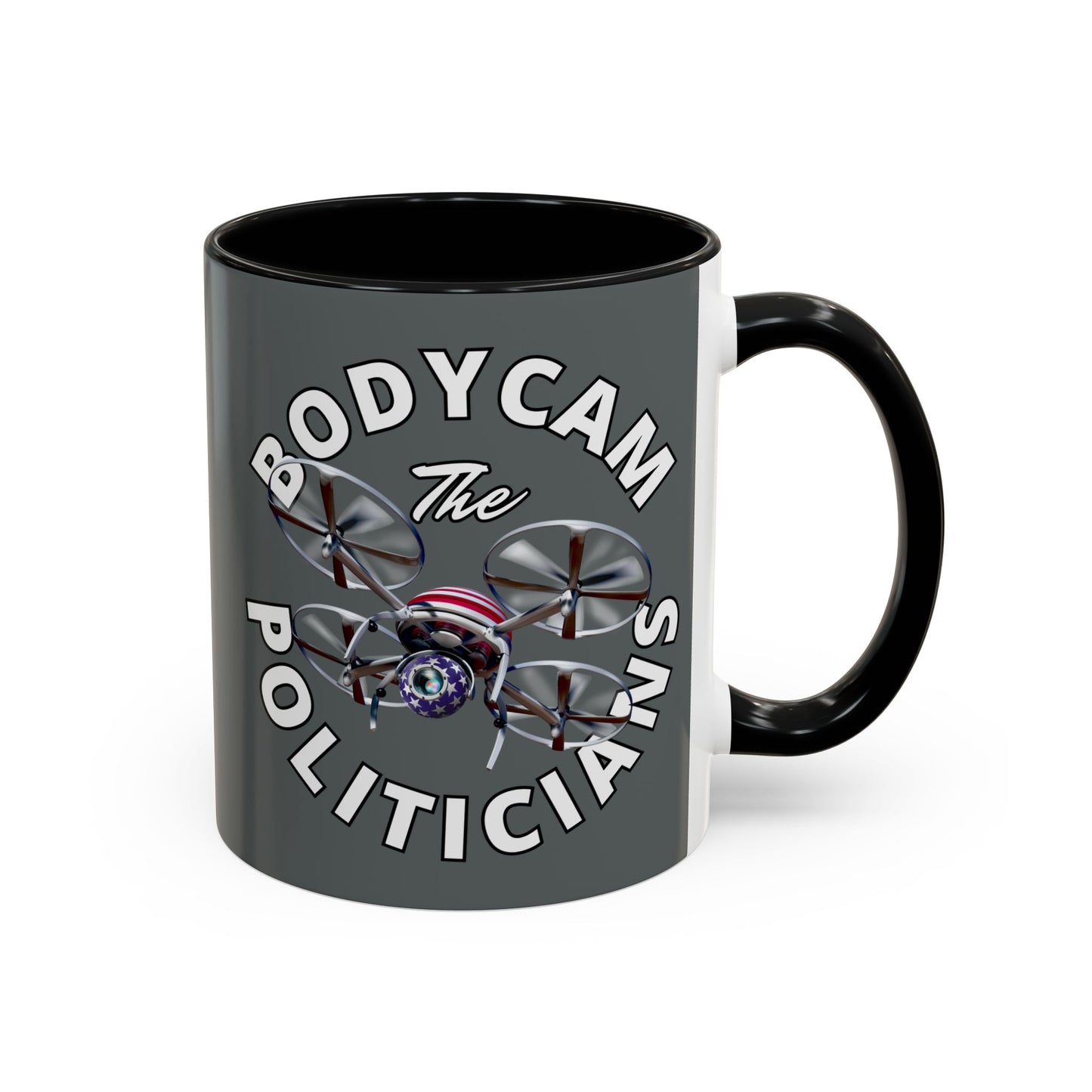 Bodycam the Politicians Drone Grey Accent Mug by theGreenDragonTavern.shop