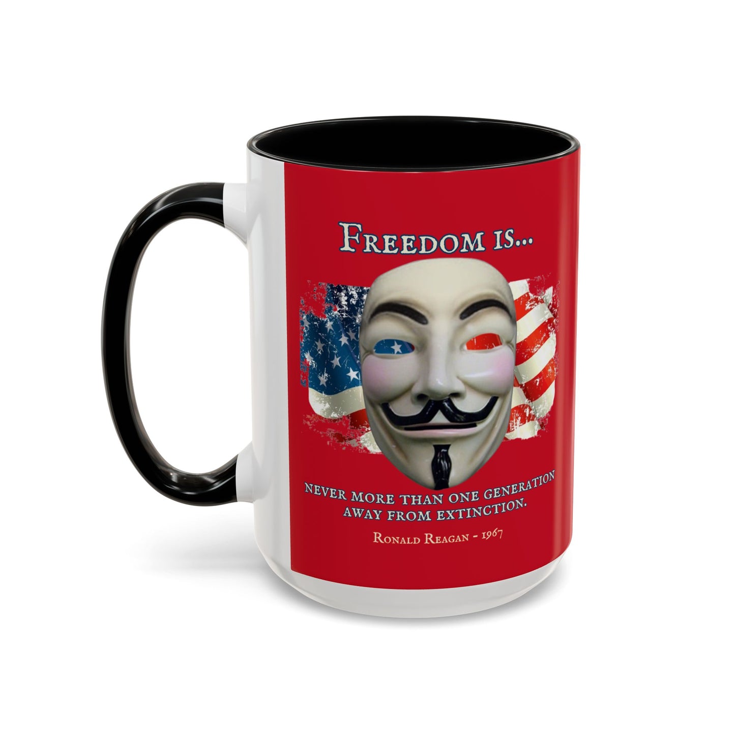 Ronald Reagan Freedom Vendetta Red Accent Mug by theGreenDragonTavern.shop