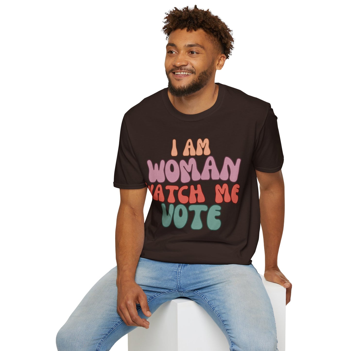 I Am Woman Watch Me Vote Dark colors Unisex T-Shirt by theGreenDragonTavern.shop