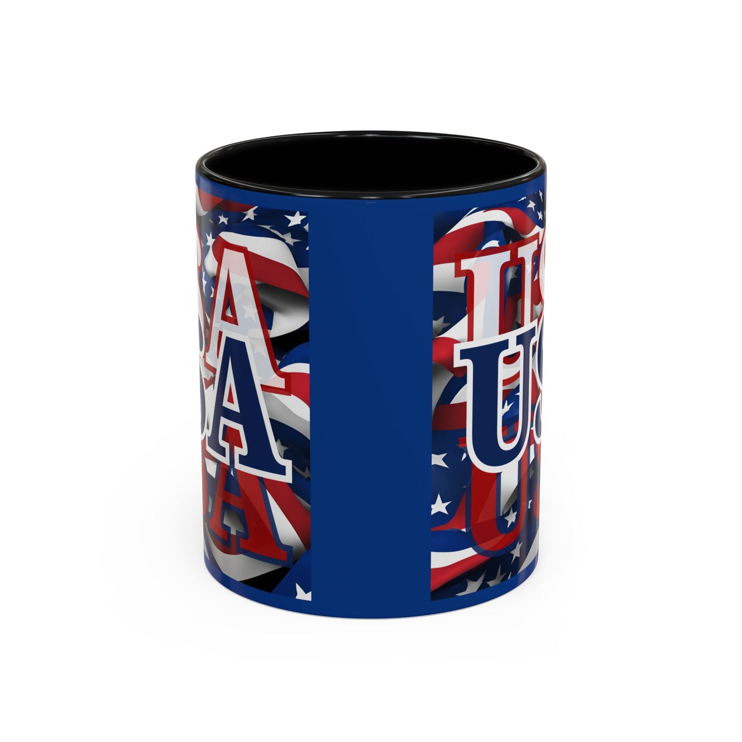 USA Blue font Center Patriot Blue Accent Mug by theGreenDragonTavern.shop