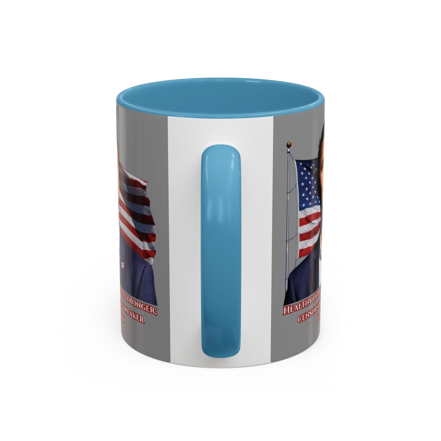 Charlie Kirk, Healthy Debate Grey Accent Mug by theGreenDragonTavern.shop