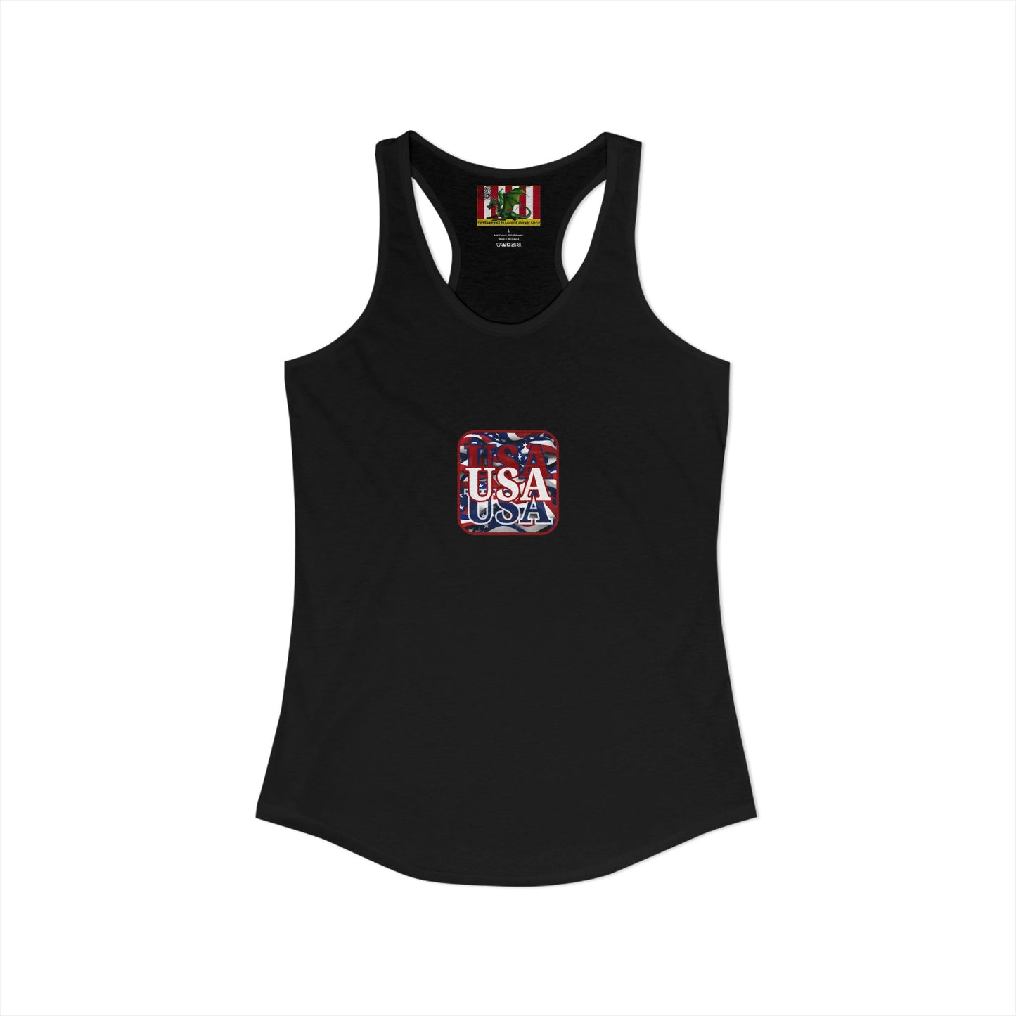 2-sided, Red WHITE and Blue USA Patriot Women's Racerback Tank Top by theGreenDragonTavern.shop