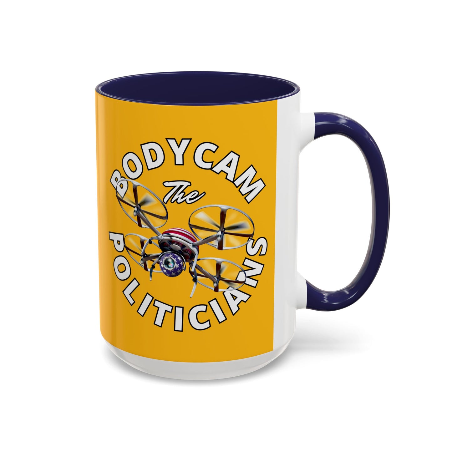 Bodycam the Politicians Drone Yellow Accent Mug by theGreenDragonTavern.shop