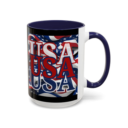 USA Red font Center Patriot Black Accent Mug by theGreenDragonTavern.shop