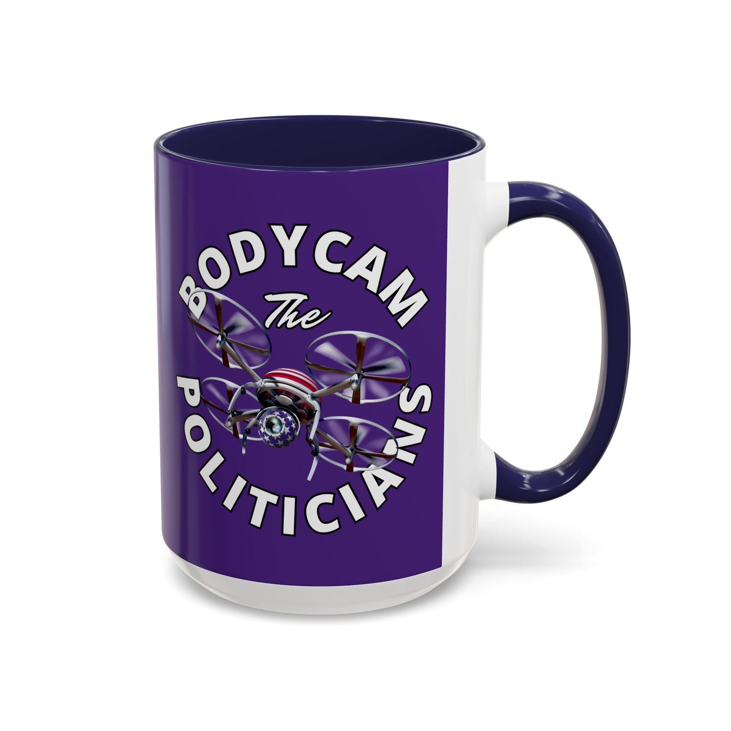 Bodycam the Politicians Drone Dark Purple Accent Mug by theGreenDragonTavern.shop