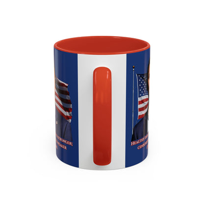 Charlie Kirk, Healthy Debate Blue Accent Mug by theGreenDragonTavern.shop