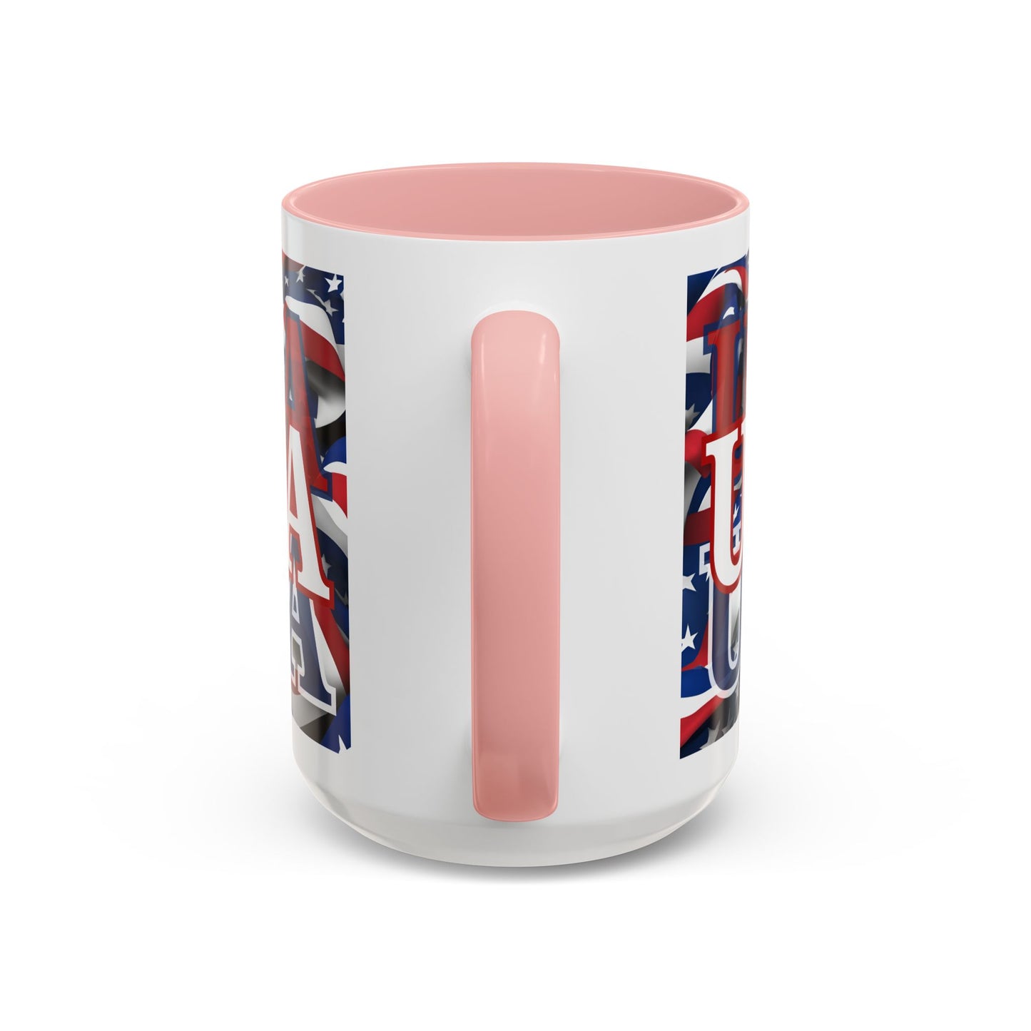 USA White font Center Patriot White Accent Mug by theGreenDragonTavern.shop