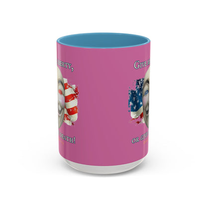 Vendetta, "Give me liberty, or give me death!" Pink Accent Mug by theGreenDragonTavern.shop