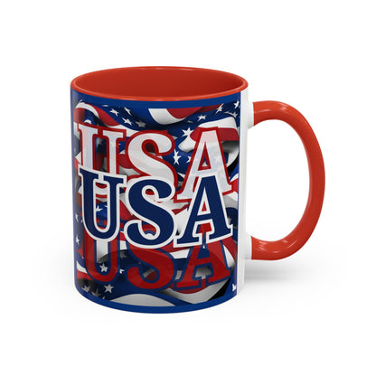 USA Blue font Center Patriot Blue Accent Mug by theGreenDragonTavern.shop