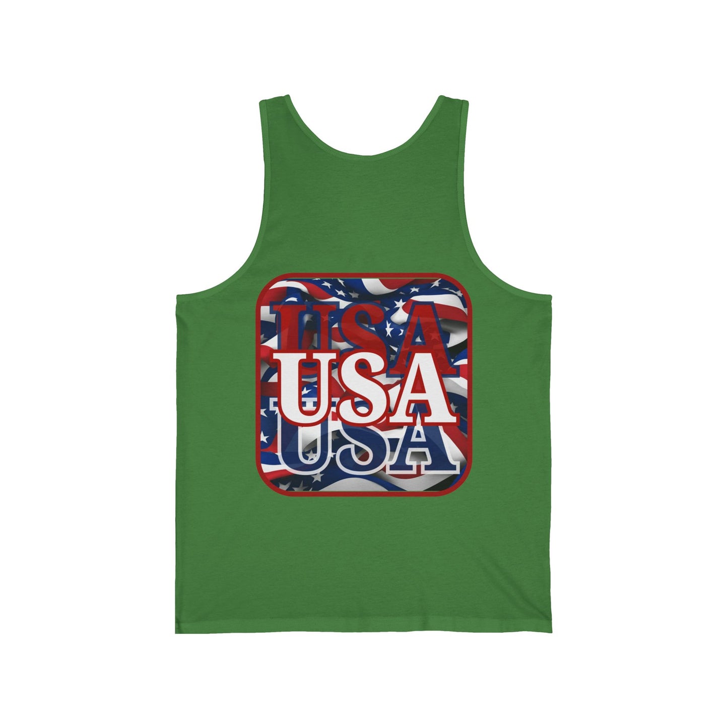 2-sided, Red WHITE and Blue USA Patriot Unisex Jersey Tank Top by theGreenDragonTavern.shop