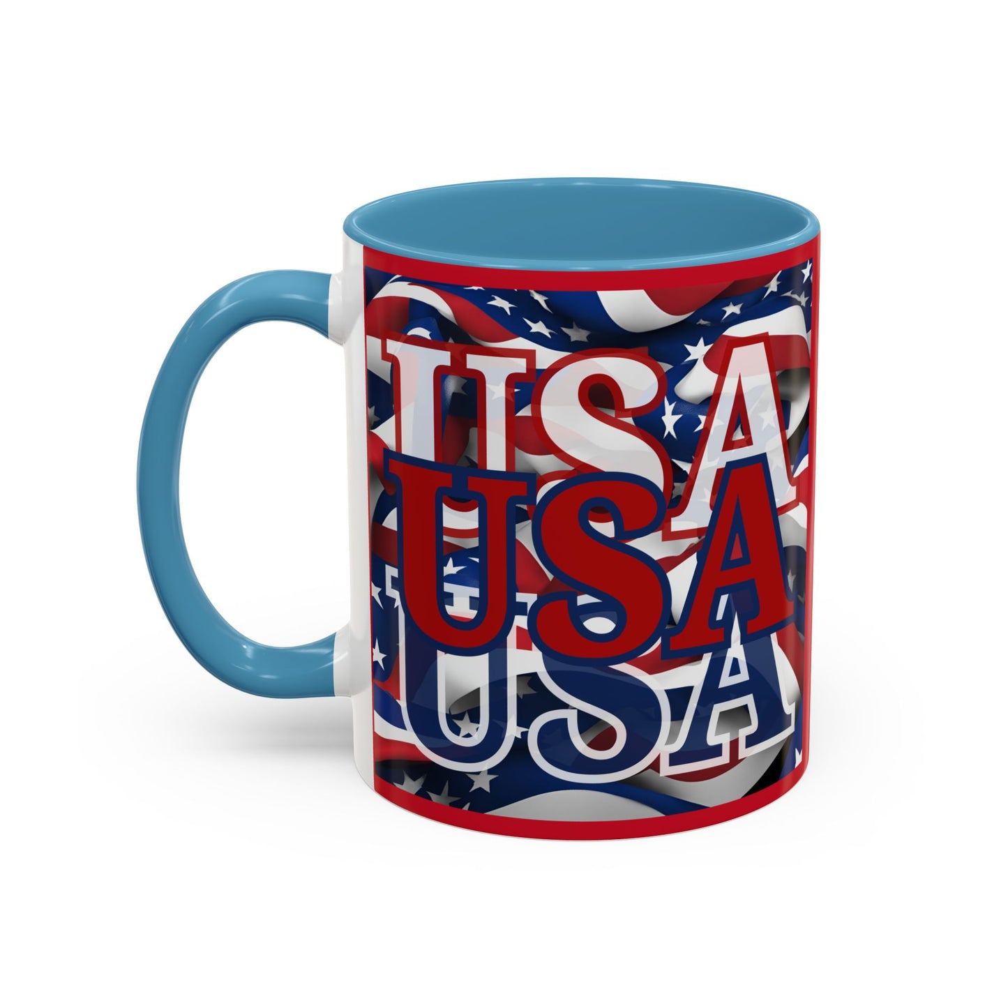 USA Red font Center Patriot Red Accent Mug by theGreenDragonTavern.shop