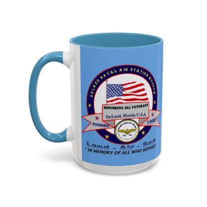 DNASM 2-sided, Founding & Student Art Light Blue Accent Mug by theGreenDragonTavern.shop