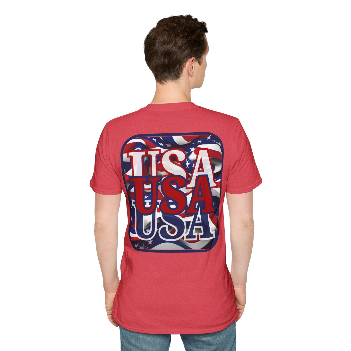 2-sided, RED White and Blue USA Patriot Light colors Unisex T-Shirt by theGreenDragonTavern.shop