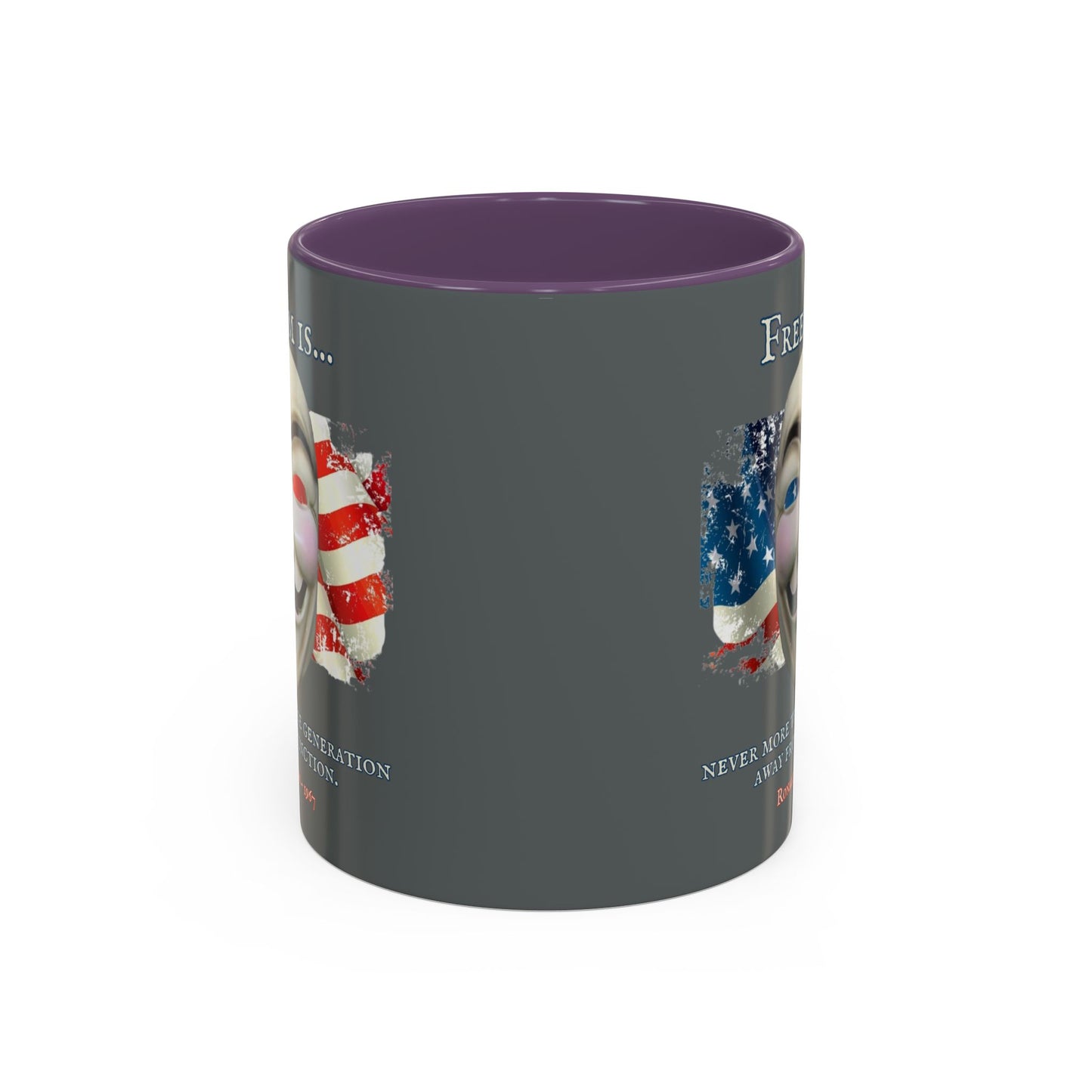 Ronald Reagan Freedom Vendetta Grey Accent Mug by theGreenDragonTavern.shop