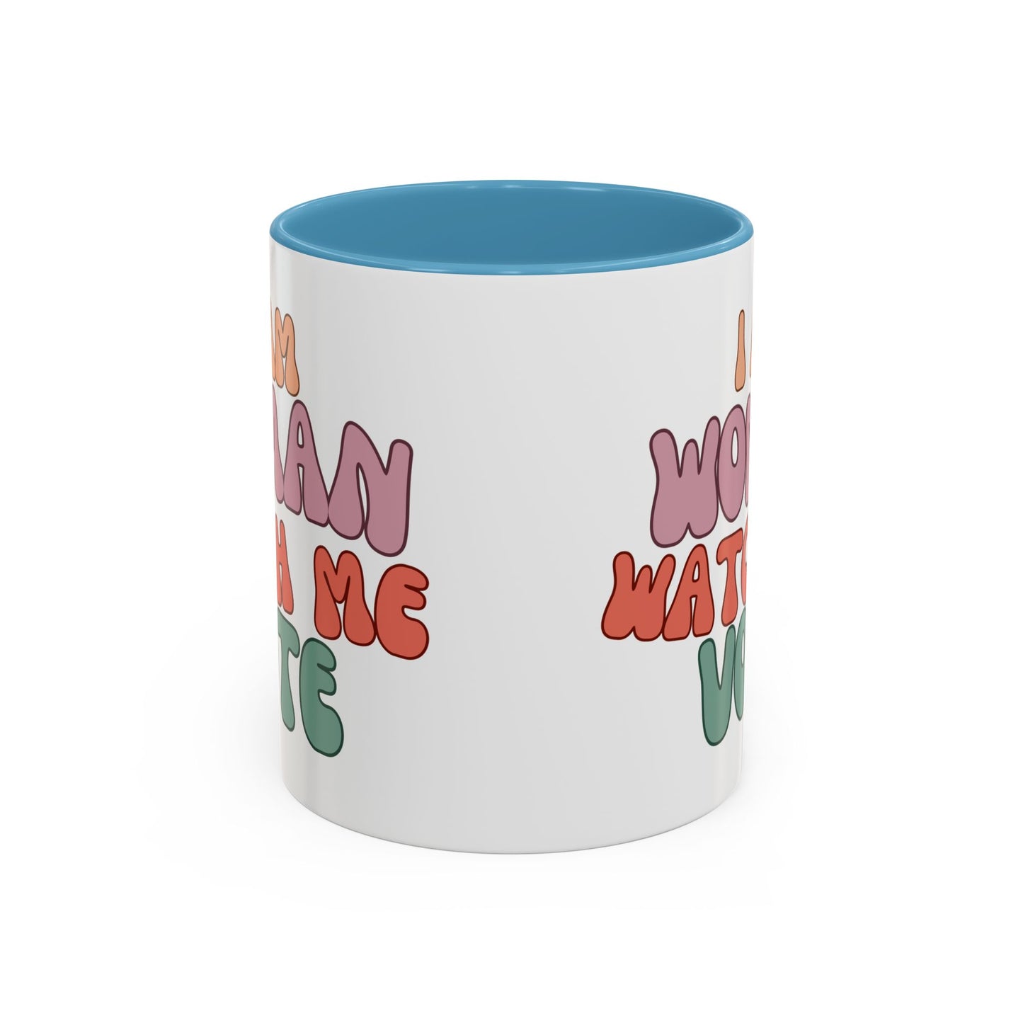 I Am Woman Watch Me Vote White Accent Mug by theGreenDragonTavern.shop