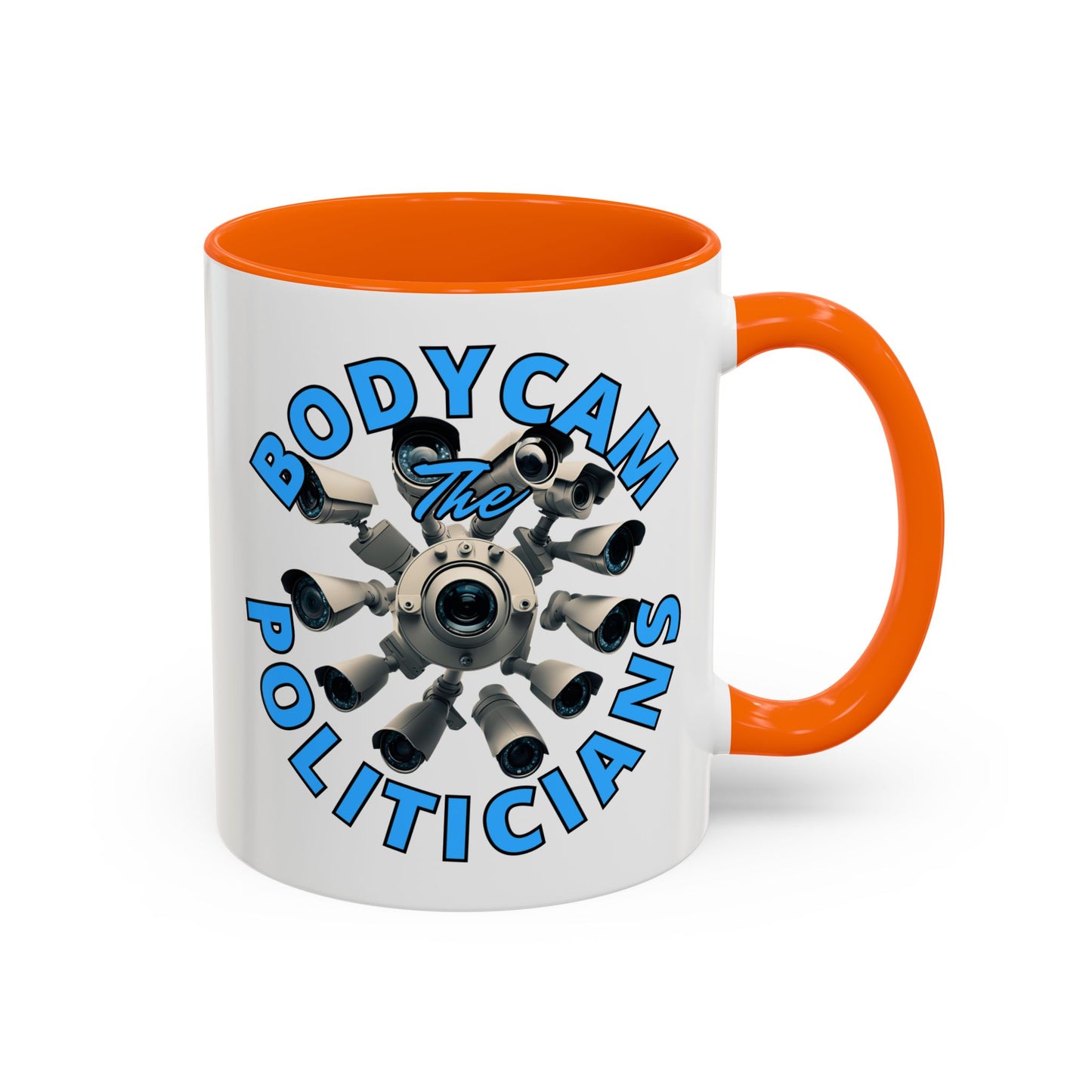 Bodycam the Politicians Cameras White Accent Mug by theGreenDragonTavern.shop