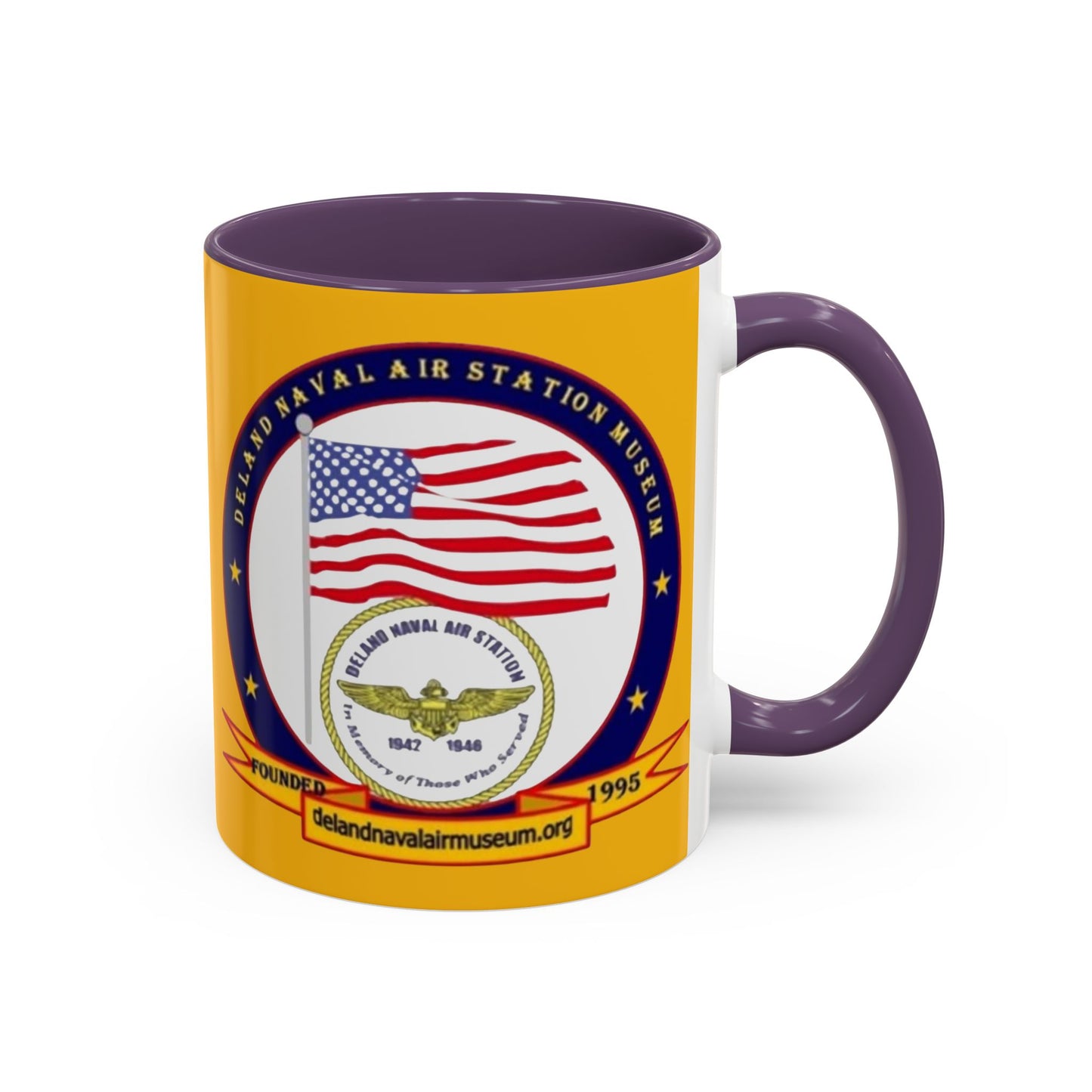 DeLand Naval Air Station Museum Yellow Accent Mug by theGreenDragonTavern.shop