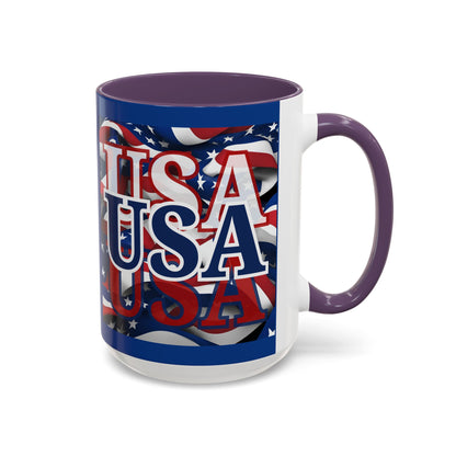 USA Blue font Center Patriot Blue Accent Mug by theGreenDragonTavern.shop