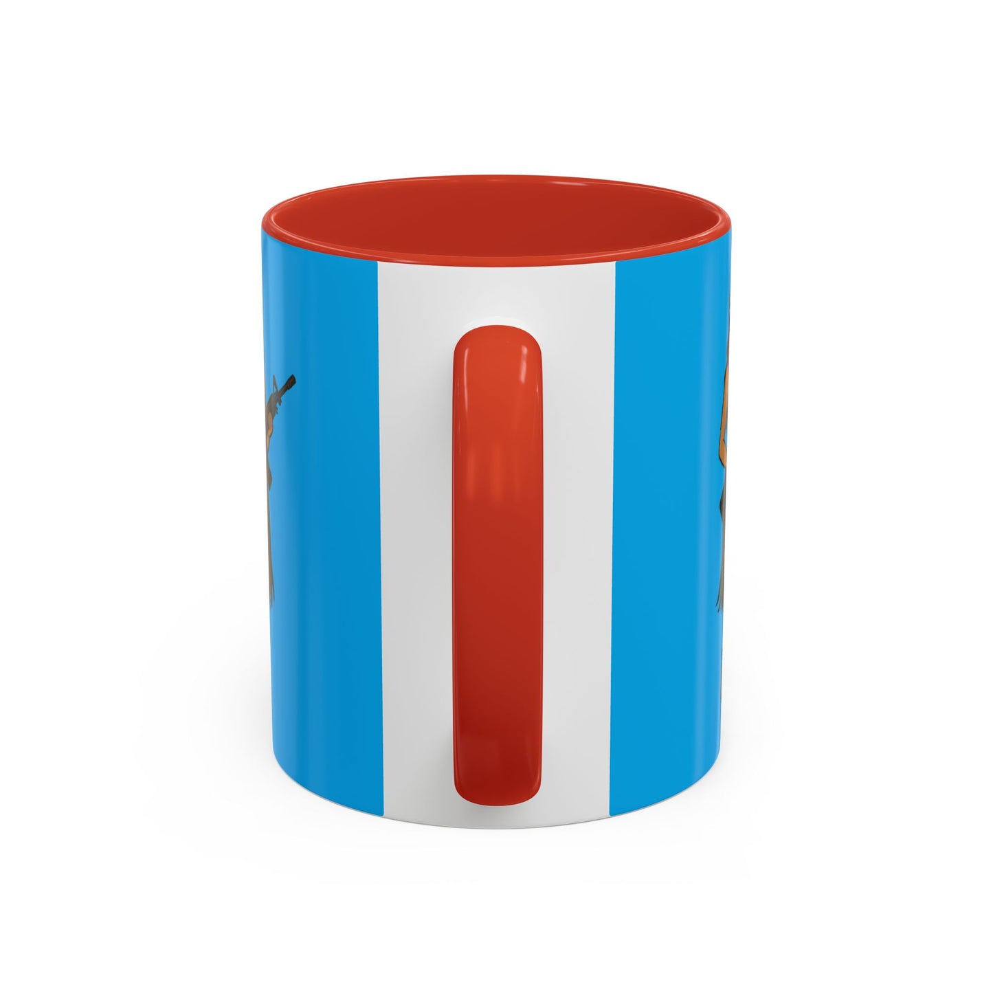 Hula Girl Packin' Heat Light Blue Accent Mug by theGreenDragonTavern.shop
