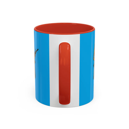 Hula Girl Packin' Heat Light Blue Accent Mug by theGreenDragonTavern.shop