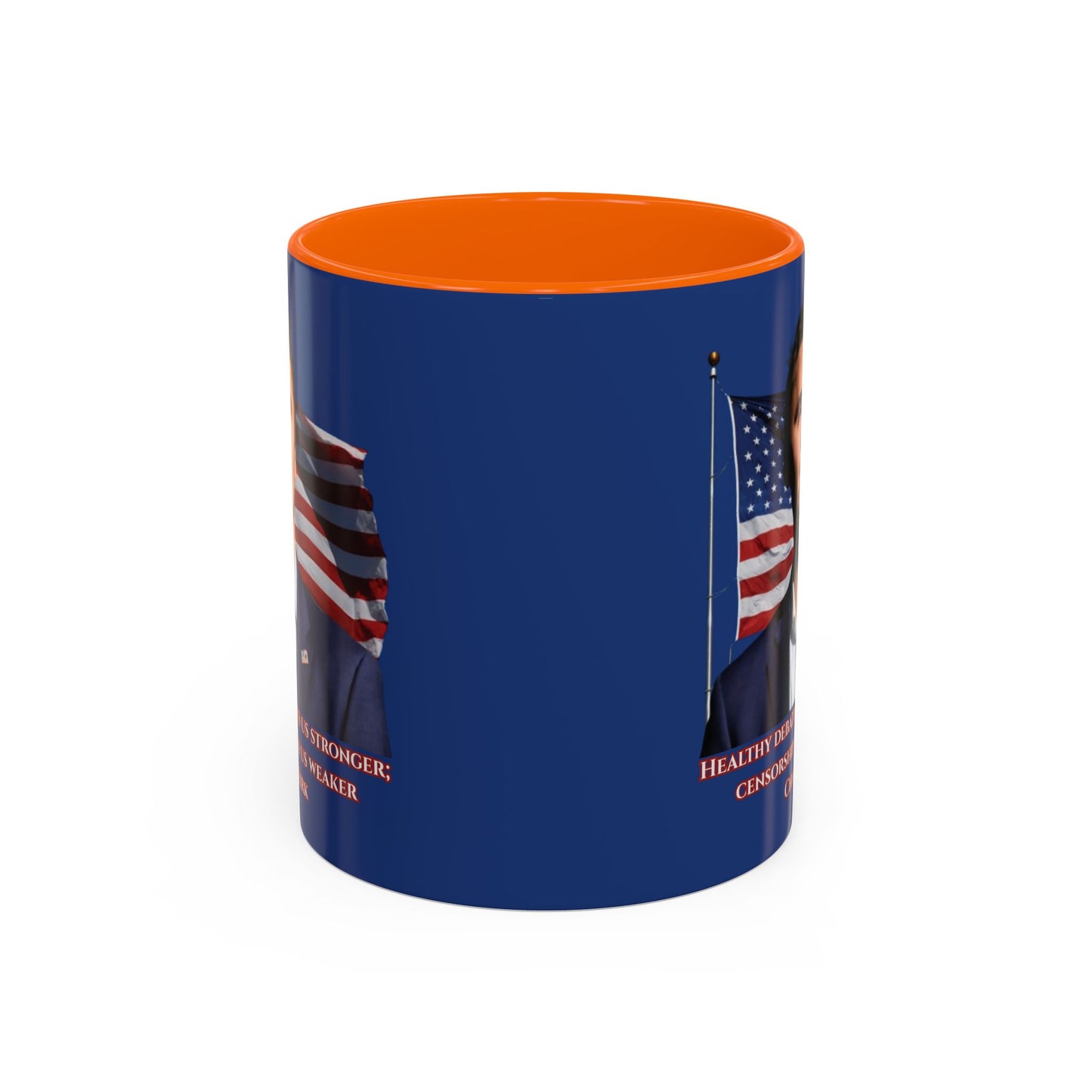 Charlie Kirk, Healthy Debate Blue Accent Mug by theGreenDragonTavern.shop