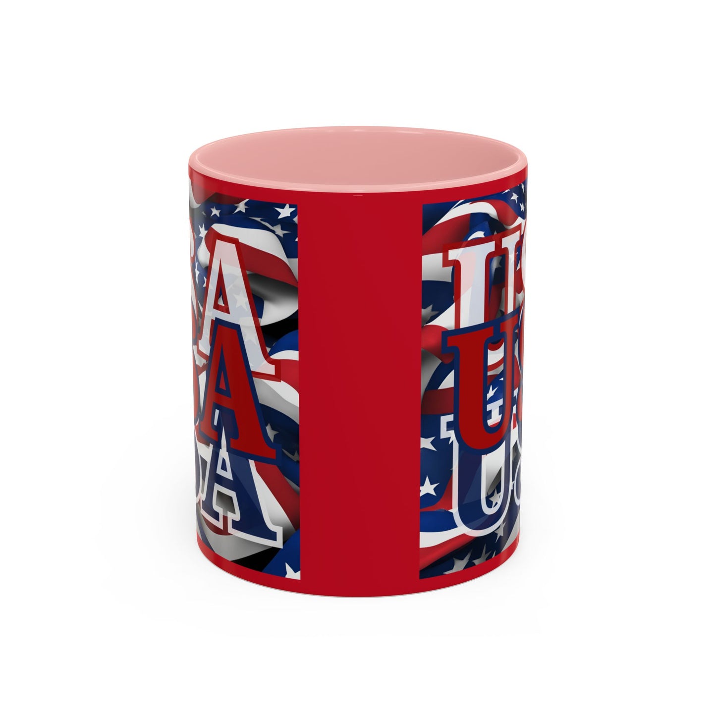 USA Red font Center Patriot Red Accent Mug by theGreenDragonTavern.shop
