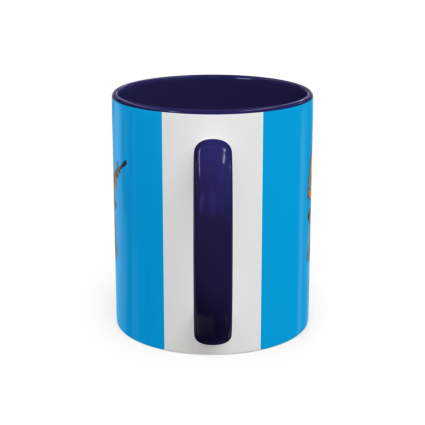 Hula Girl Packin' Heat Light Blue Accent Mug by theGreenDragonTavern.shop