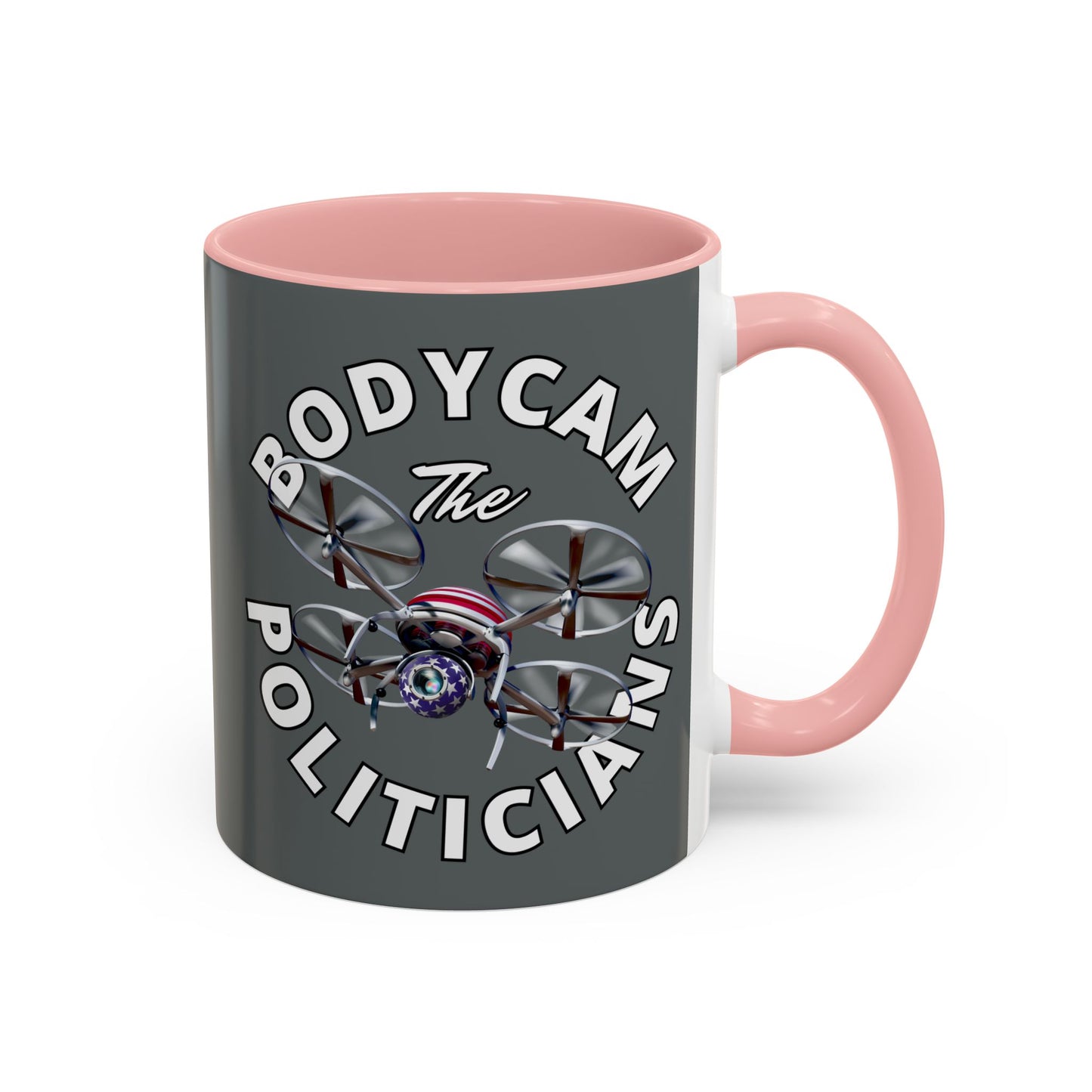 Bodycam the Politicians Drone Grey Accent Mug by theGreenDragonTavern.shop