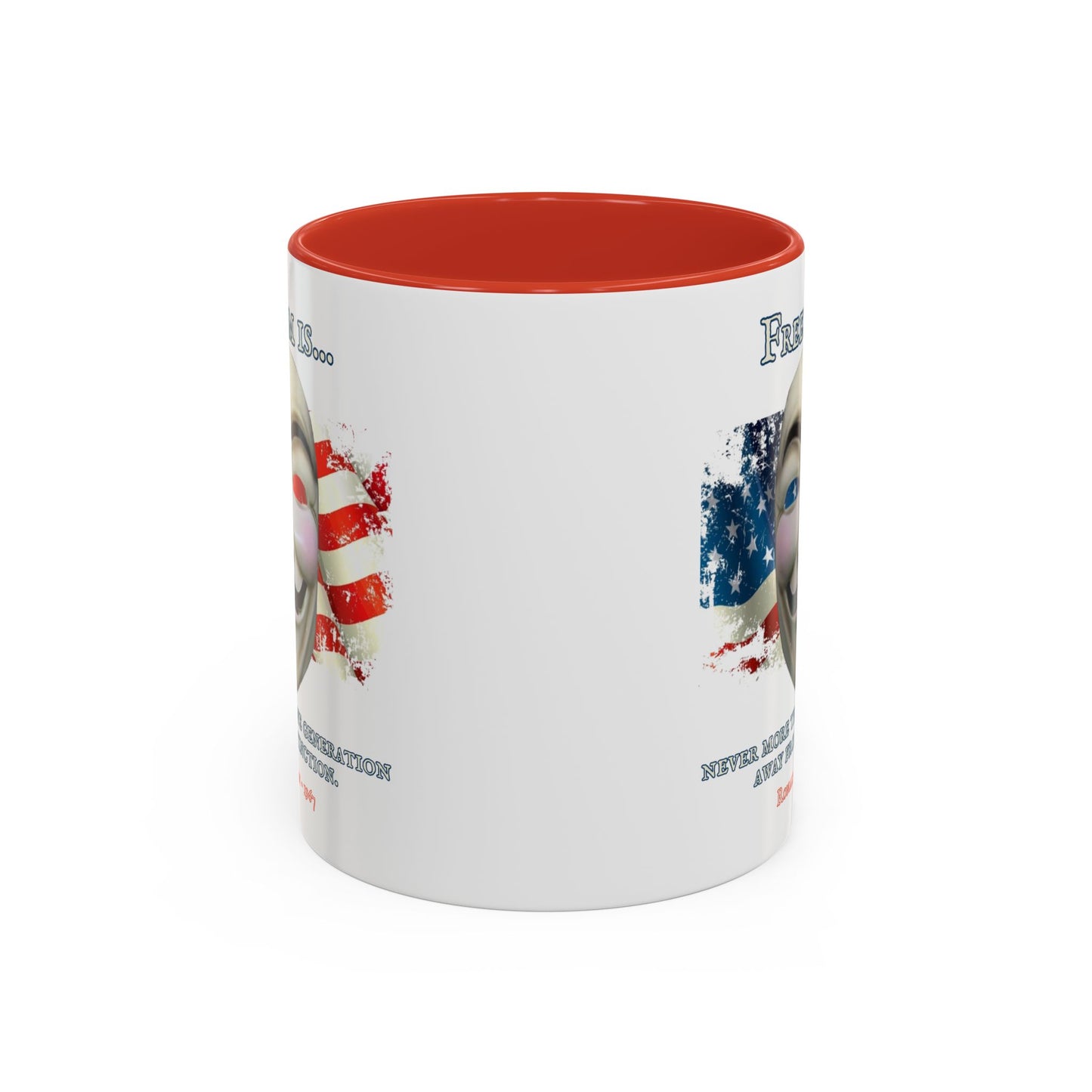 Ronald Reagan Freedom Vendetta White Accent Mug by theGreenDragonTavern.shop
