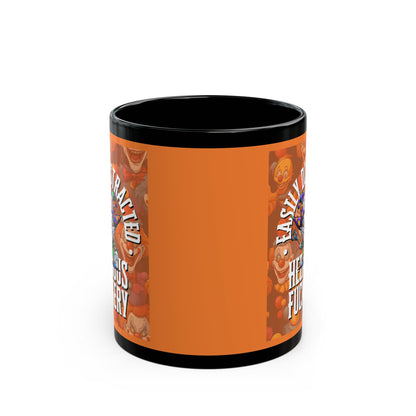 Easily Distracted by Heinous Fuckery Little Jinx Orange Mug by theGreenDragonTavern.shop