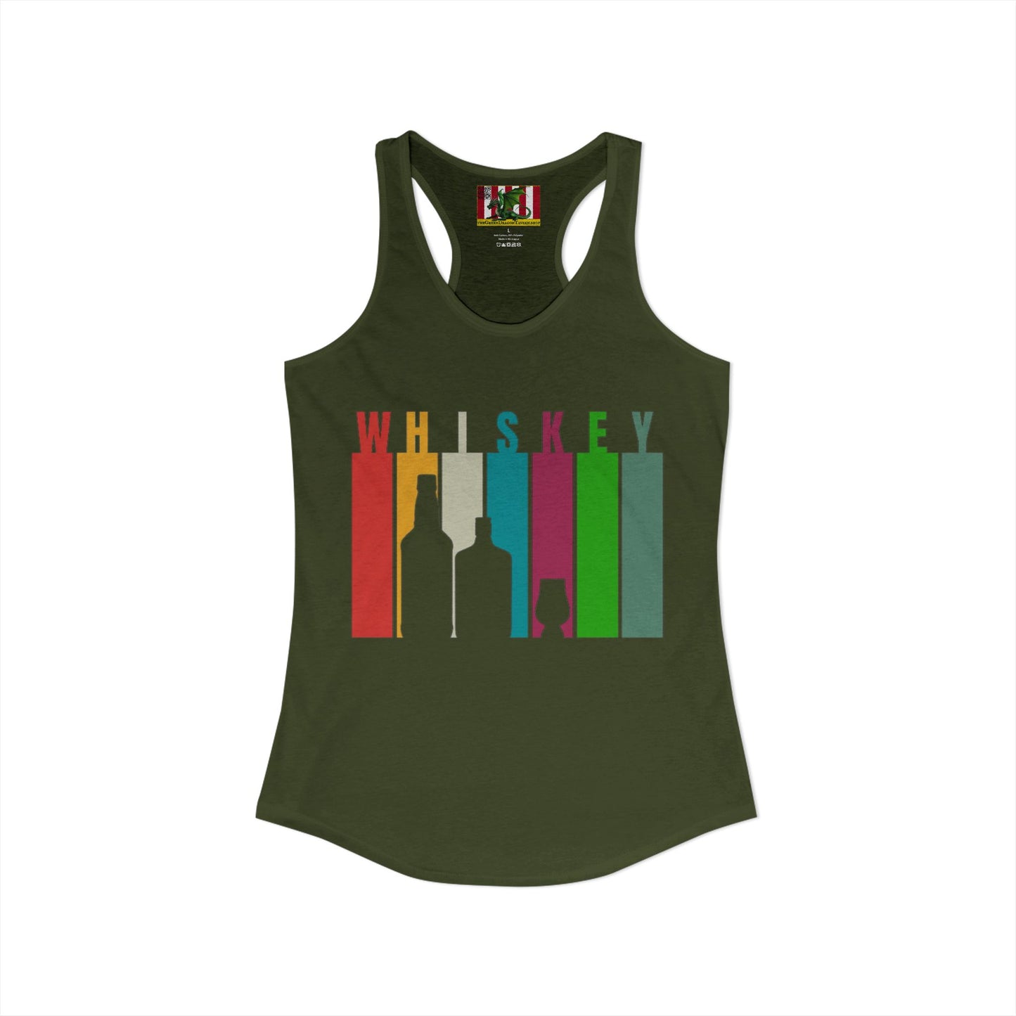 Whiskey spelled with an 'e' Women's Racerback Tank Top by theGreenDragonTavern.shop