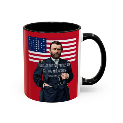 "Traitors and Patriots" Ulysses Grant Red Accent Mug by theGreenDragonTavern.shop