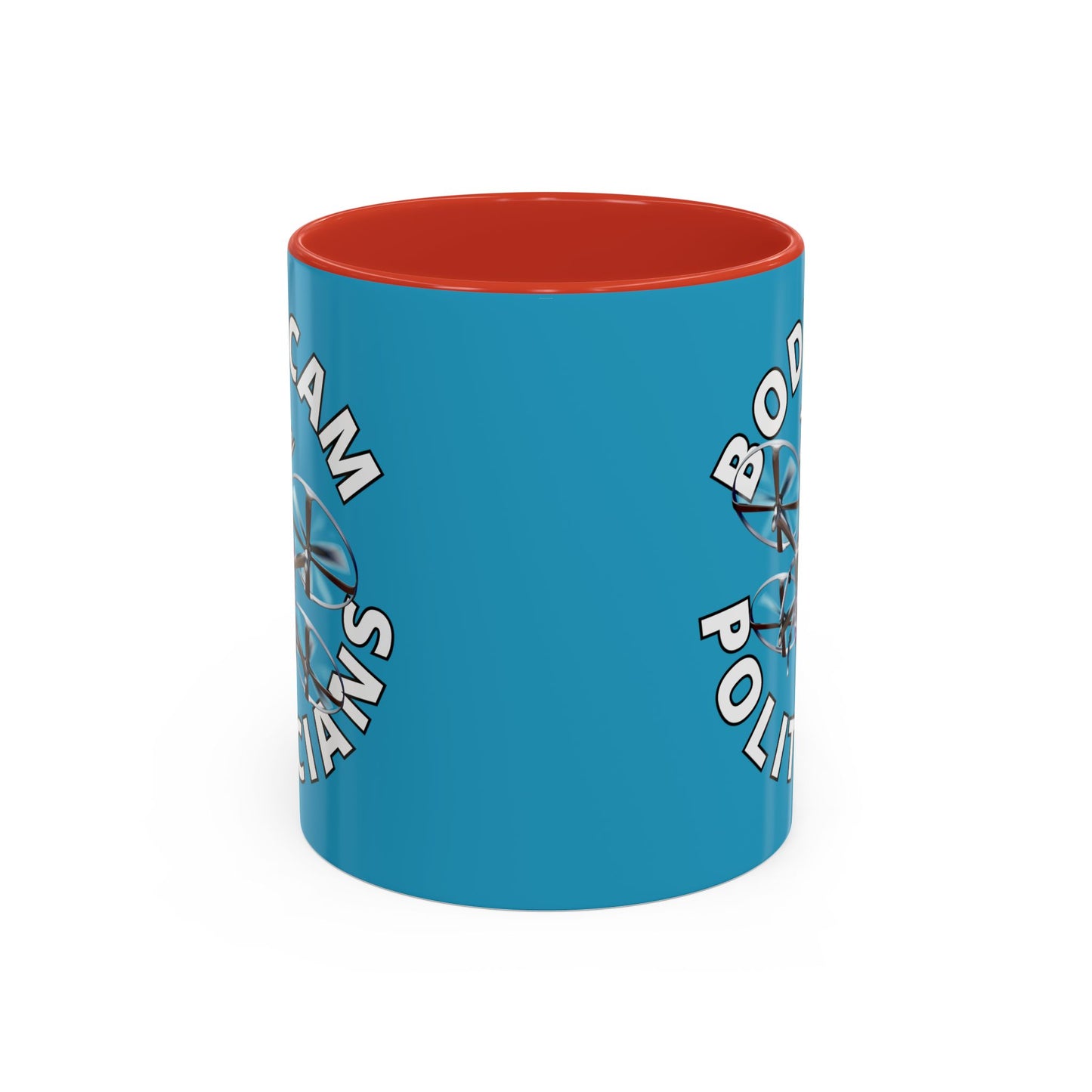 Bodycam the Politicians Drone Turquoise Accent Mug by theGreenDragonTavern.shop