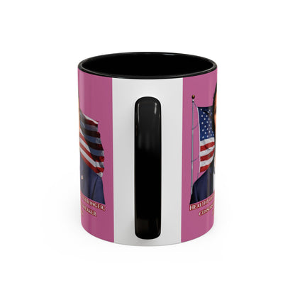 Charlie Kirk, Healthy Debate Pink Accent Mug by theGreenDragonTavern.shop
