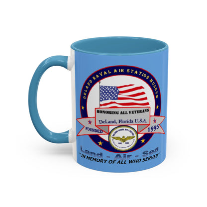 DNASM 2-sided, Founding & Student Art Light Blue Accent Mug by theGreenDragonTavern.shop