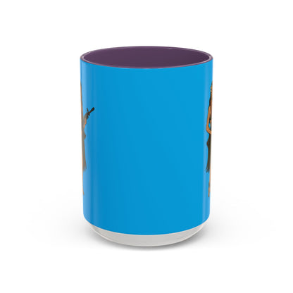 Hula Girl Packin' Heat Light Blue Accent Mug by theGreenDragonTavern.shop