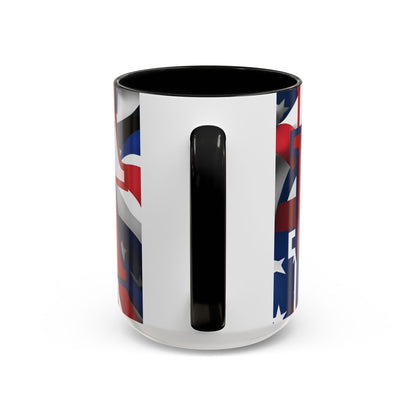 USA! USA! USA Red font Patriot Blue Accent Mug by theGreenDragonTavern.shop