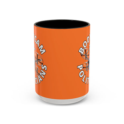 Bodycam the Politicians Drone Orange Accent Mug by theGreenDragonTavern.shop
