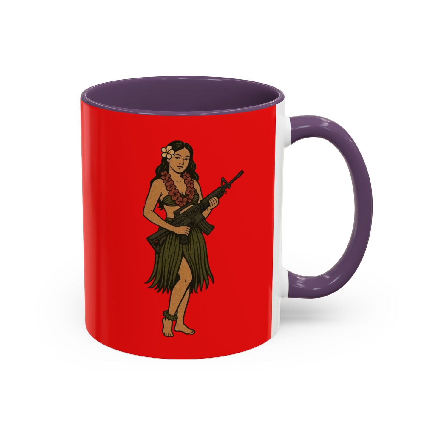 Hula Girl Packin' Heat Red Accent Mug by theGreenDragonTavern.shop