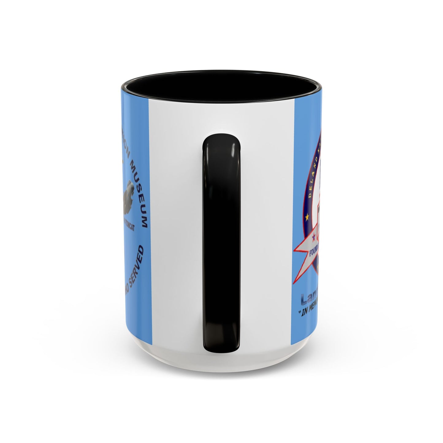 DNASM 2-sided, Founding & Student Art Light Blue Accent Mug by theGreenDragonTavern.shop