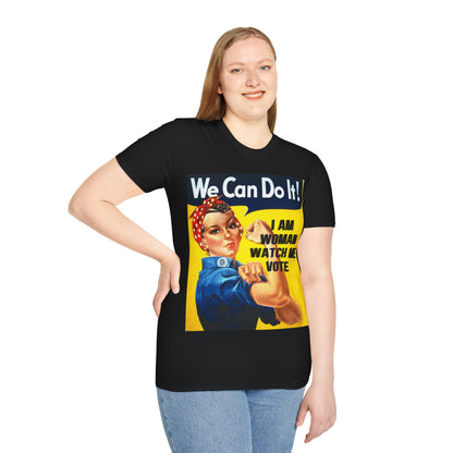 I Am Woman Watch Me Vote Rosie Dark colors Unisex T-Shirt by theGreenDragonTavern.shop