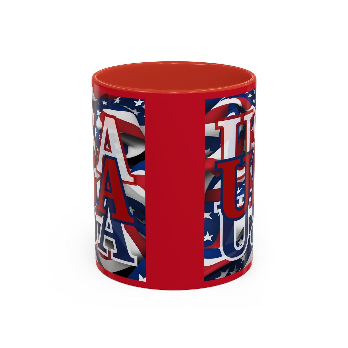 USA Red font Center Patriot Red Accent Mug by theGreenDragonTavern.shop