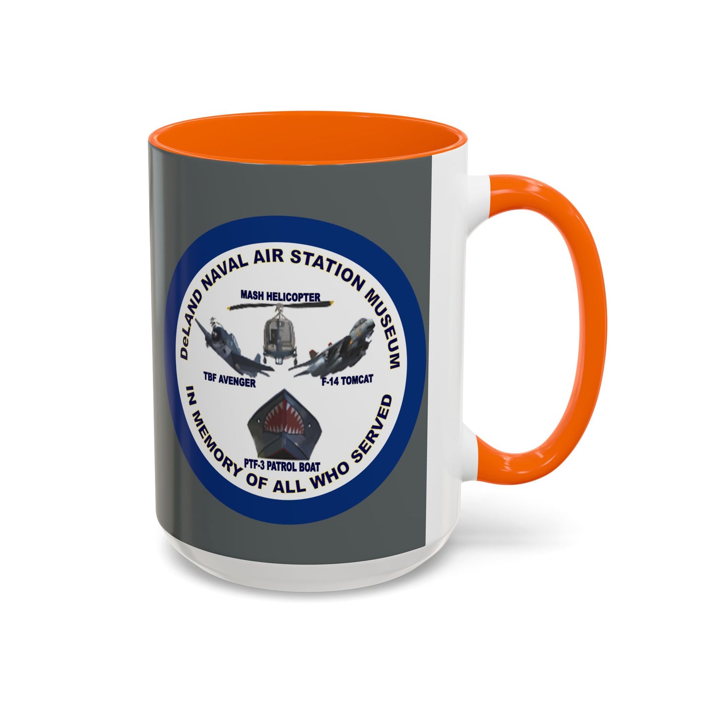 DNASM 2-sided, Founding & Student Art w/Navy Ring Grey Accent Mug by theGreenDragonTavern.shop
