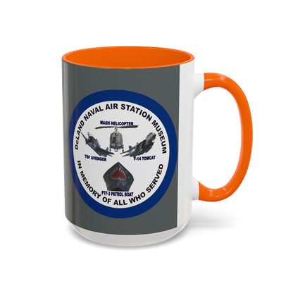 DNASM 2-sided, Founding & Student Art w/Navy Ring Grey Accent Mug by theGreenDragonTavern.shop