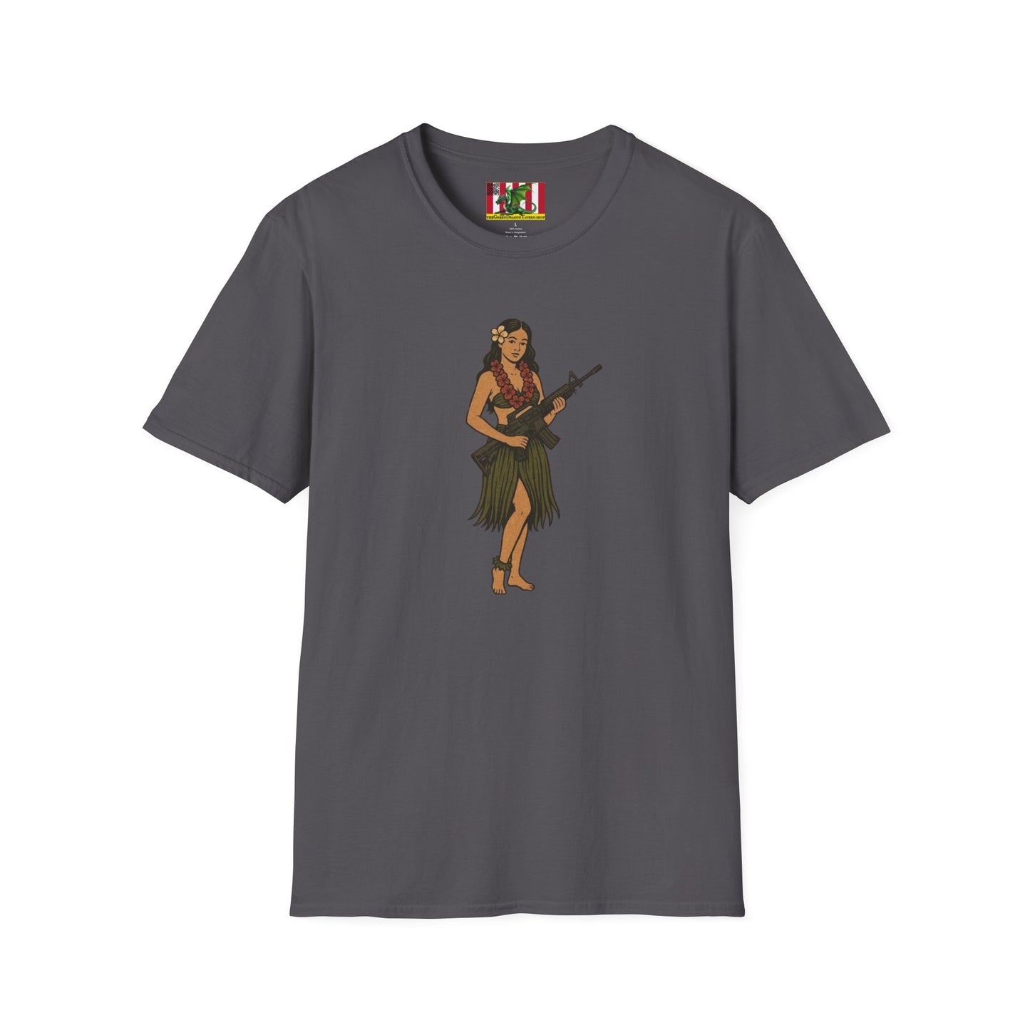 Hula Girl Packin' Heat Dark colors Unisex T-Shirt by theGreenDragonTavern.shop