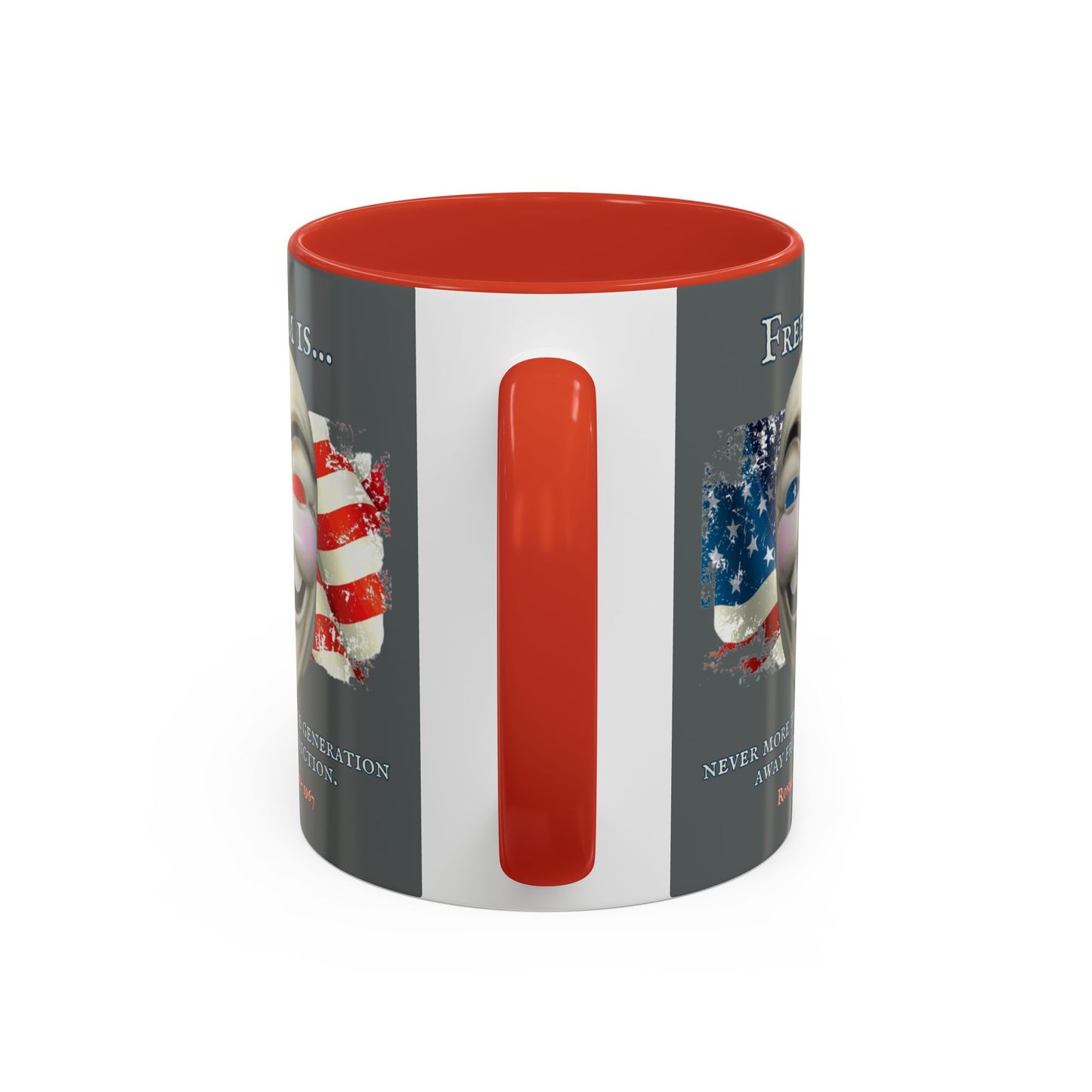 Ronald Reagan Freedom Vendetta Grey Accent Mug by theGreenDragonTavern.shop