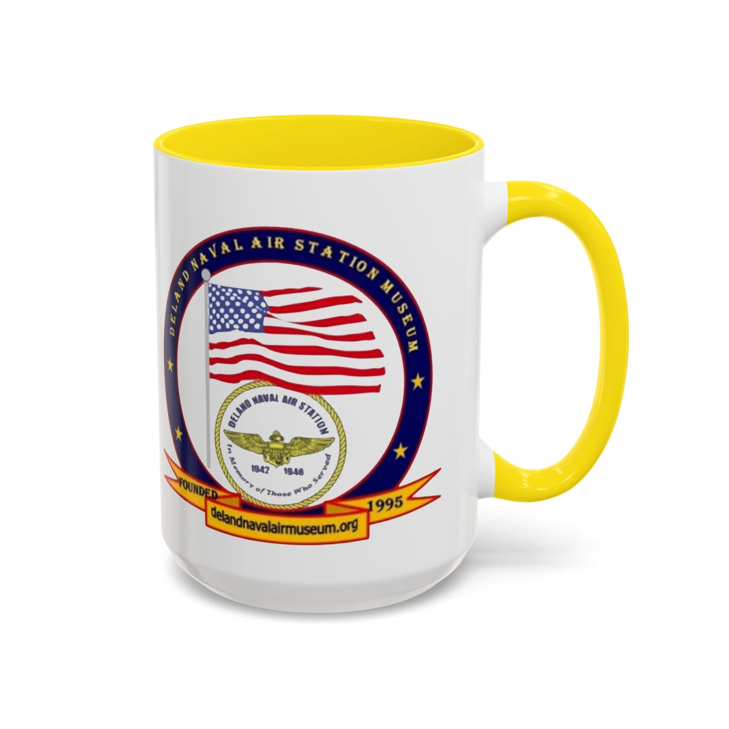 DeLand Naval Air Station Museum White Accent Mug by theGreenDragonTavern.shop